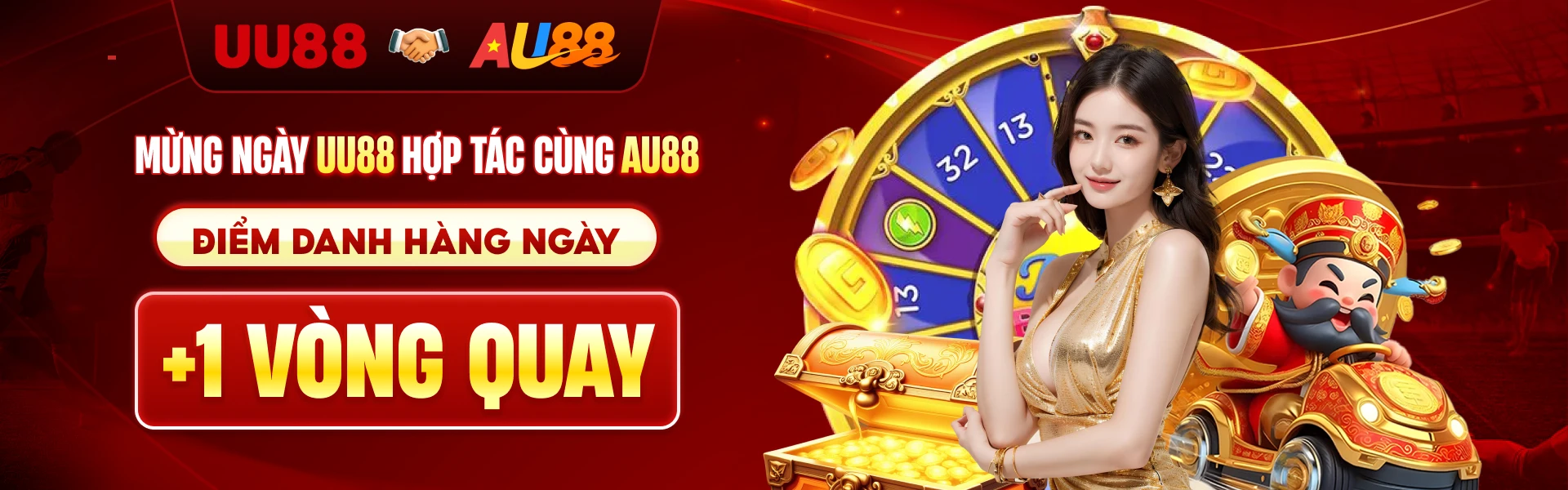 Mừng Ngày UU88 Hợp Tác Cùng AU88 - Điểm Danh Hàng Ngày Cộng 1 Vòng Quay